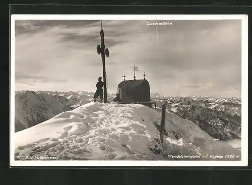 AK Wendelsteingipfel mit Kapelle und Gipfelkreuz