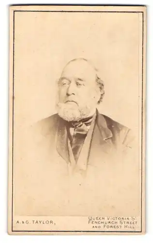 Fotografie A. & G. Taylor, London-EC, Portrait älterer Herr im Anzug mit Krawatte und Bart