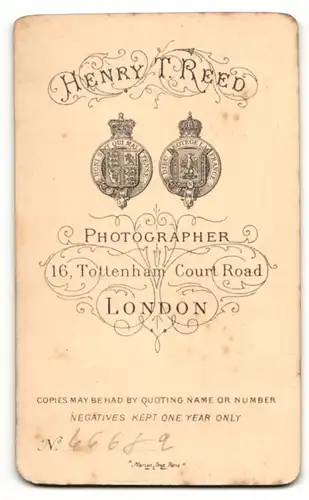 Fotografie H. T. Reed, London, Portrait bürgerliche Dame mit zurückgebundenem Haar