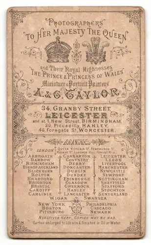 Fotografie A. & G. Taylor, Leicester, Portrait hübsch gekleidete Dame mit zeitgenössischer Frisur