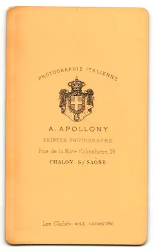 Fotografie A. Apollony, Chalon S. Saone, älterer Herr mit Vollbart, im dunklen eleganten Anzug