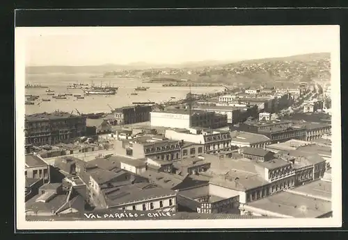 AK Valparaiso, Teilansicht mit Hafen