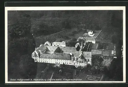 AK Hachenburg / Westerwald, Fliegeraufnahme der Abtei Marienstatt