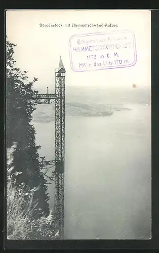 AK Bürgenstock, Ortspartie mit Hammetschwand-Aufzug