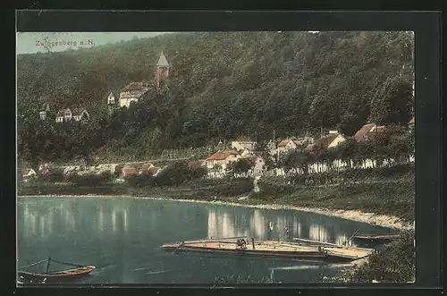 AK Zwingenberg, Ortsansicht am Ufer