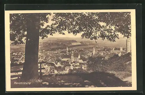 AK Ravensburg, Blick auf die Stadt vom Berg aus