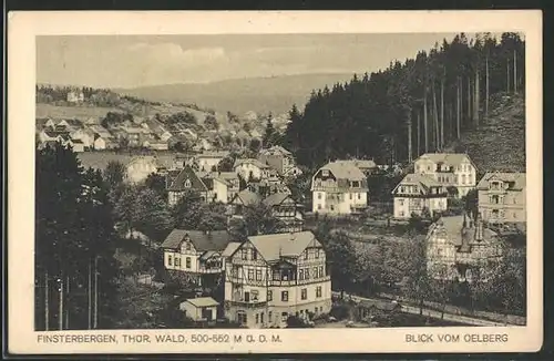 AK Finsterbergen / Thür. Wald, Blick vom Oelberg auf den Ort