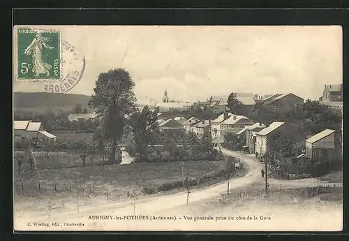 AK Aubigny-les-Pothees, Vue generale prise du cote de la Gare