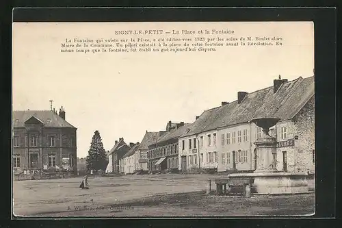 AK Signy-le-Petit, La Place et la Fontaine