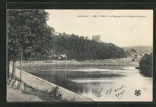 AK Fumay, La Meuse et le Chateau Perlaux