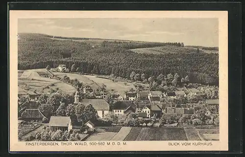 AK Finsterbergen / Thür. Wald, Blick vom Kurhaus auf den Ort