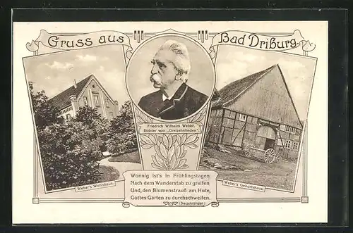 AK Bad Driburg, Dichter Friedrich Wilhelm Weber, Wohn- und Geburtshaus