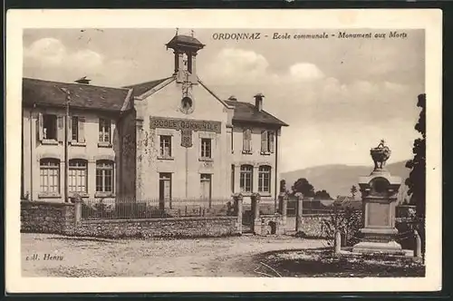 AK Ordonnaz, Ecole communale, Monument aux Morts