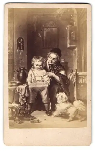 Fotografie Die erste Hose nach Gemälde von H. Kretzschmer