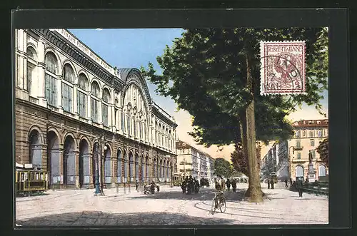 AK Torino, Corso Vittorio Emanuele II. e Stazione di Porta Nuova