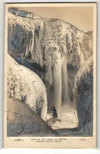 Relief-AK Niagara Falls, Canada, Cave of the Winds in Winter, Gefrorener Wasserfall