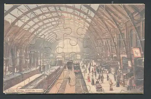 Puzzle-AK London, King`s Cross Station, Tuck`s Penny Jig-Saw Puzzle in original Verpackung!