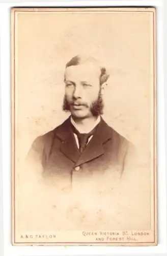 Fotografie A. & C. Taylor, London, Portrait bürgerlicher Herr im Anzug mit Krawatte und Bart