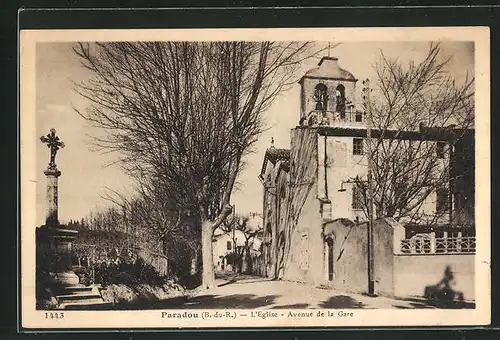 AK Paradou, L`Eglise, Avenue de la Gare