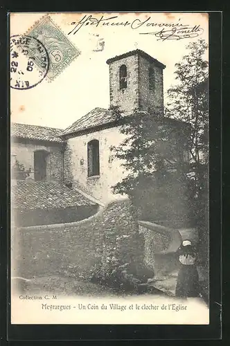 AK Meyrargues, un Coin du Village et le clocher de l'Eglise