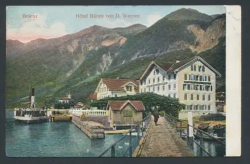 Relief-AK Brienz, Hotel Bären von D. Werren am Seeufer