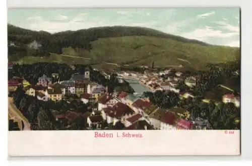 Relief-AK Baden, Panoramablick auf die Ortschaft