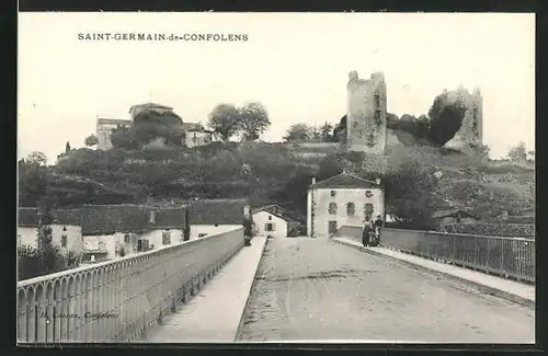 AK Saint-Germain-de-Confolens, Teilansicht mit Brückenpartie