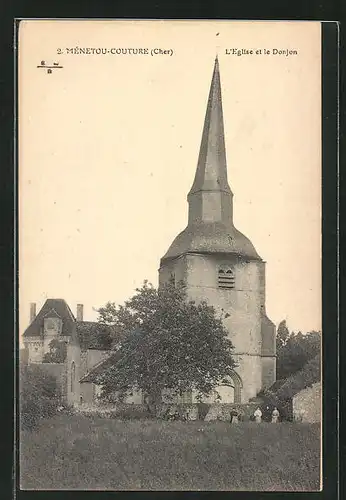 AK Ménetou-Couture, L`Église et le Donjon, Ansicht der Kirche