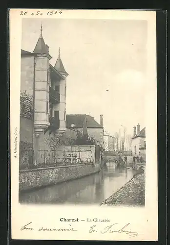 AK Charost, La Chaussée, Häuser am Kanal