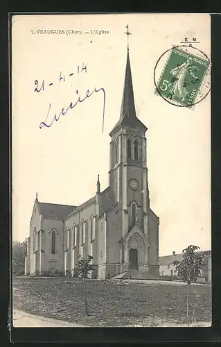 AK Veaugues, L`Eglise, Blick auf die Kirche