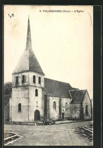 AK Villequiers, L`Eglise, Blick auf die Kirche