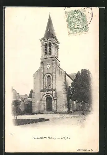 AK Villabon, L`Eglise, Blick auf die Kirche