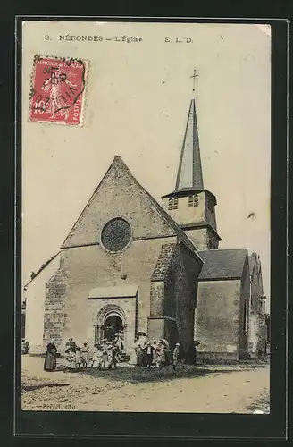 AK Nérondes, L`Eglise, Blick auf die Kirche