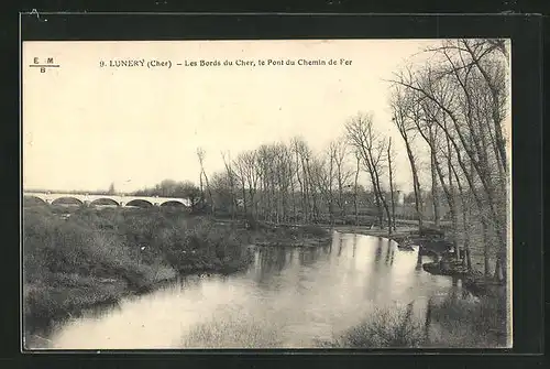 AK Lunery, les Bords du Cher, le Pont du Chemin de Fer