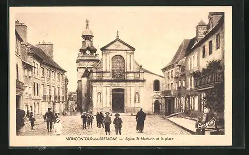 AK Moncontour-de-Bretagne, Eglise St-Mathurin et la place