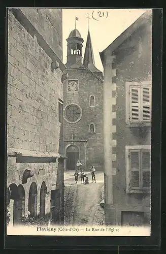AK Flavigny, La Rue de l`Eglise