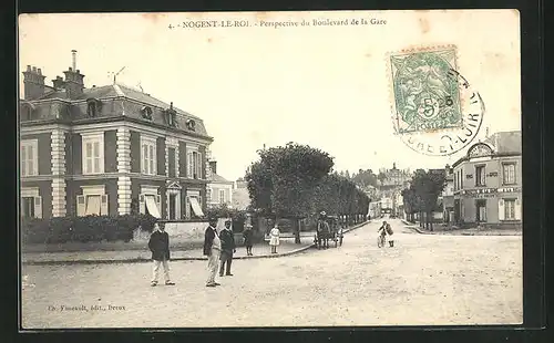 AK Nogent-le-Roi, Perspective du Boulevard de la Gare