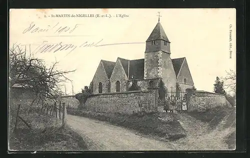 AK St-Martin-de-Nigelles, Femmes devant l`Eglise