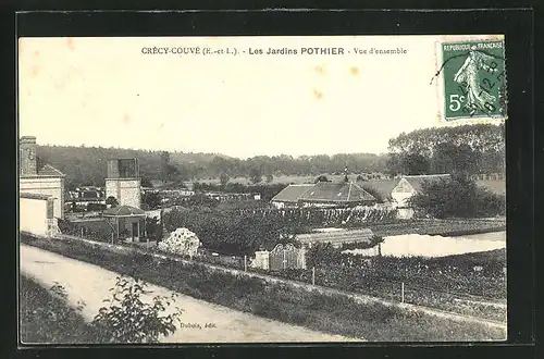 AK Crécy-Couvé, Les Jardins Pothier - Vue d`ensemble