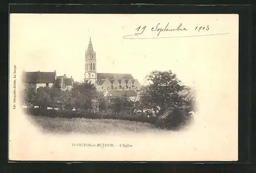 AK St-Victor-de-Buthon, L`Eglise, Blick zur Kirche