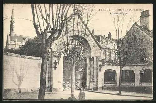 AK Fleury, Entree de l`Orphelinat Saint-Philippe, Blick auf Waisenhaus