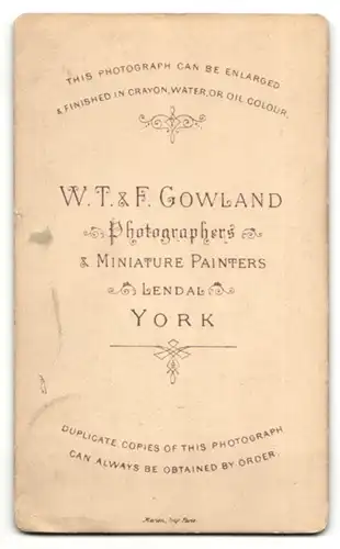 Fotografie W. T. & R. Gowland, York, junger Mann im dunklen Anzug, im Profil