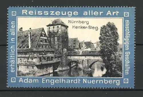 Reklamemarke Reisszeuge aller Art, Adam Engelhardt Nürnberg, Blick auf den Henker-Stieg