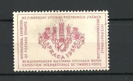 Reklamemarke Prag, International Exhibition of Postage Stamps 1955, Wappen mit Schloss