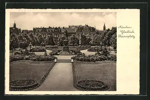 AK München-Gladbach, Kaiserplatz mit Denkmal