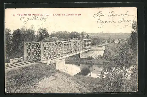 AK Saint-Denis-les-Ponts, le Pont du Chemin de fer