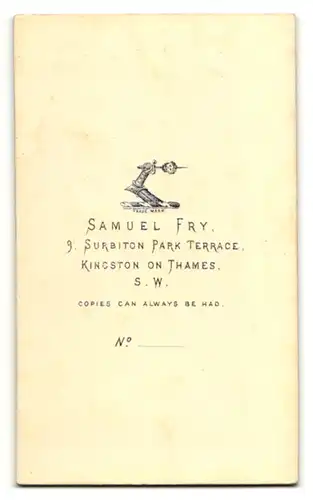 Fotografie Samuel Fry & Co., Surbiton-SW, Portrait bürgerlicher Herr im Anzug mit Backenbart