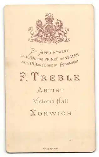 Fotografie F. Treble, Norwich, Portrait Herr mit Oberlippenbart