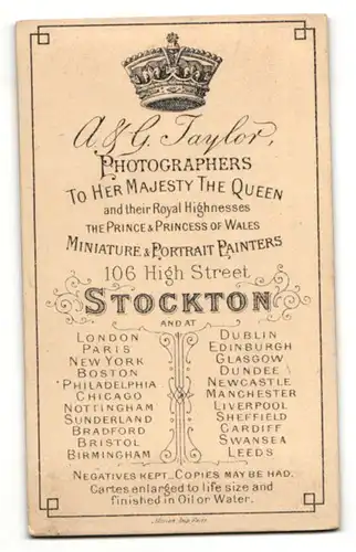Fotografie A. & G. Taylor, Stockton, Portrait Mann mit Vollbart