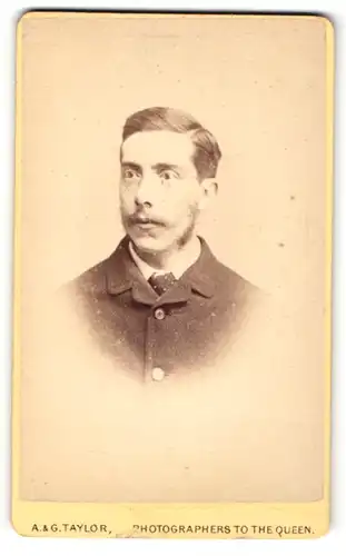 Fotografie A. & G. Taylor, Brighton, Portrait Mann mit Backen- und Oberlippenbart
